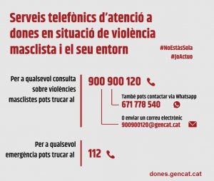serveis telefònic atenció dones en situació de violència masclista i el seu entorn